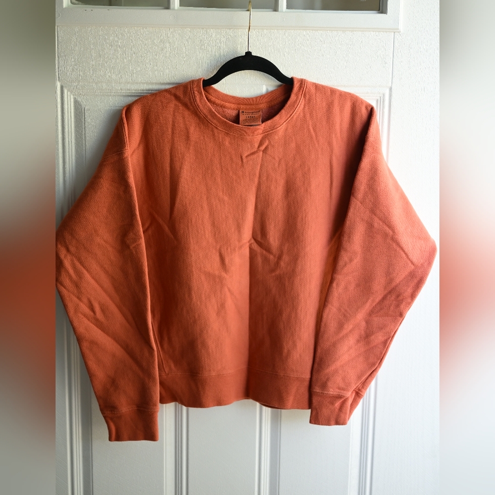 Champion Reverse Weave Crewneck Sweatshirt Large Orange Long Sleeve NWOT